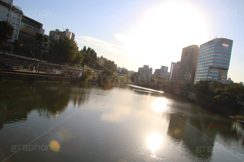 夕焼け市ヶ谷,市ヶ谷堀,市ヶ谷,市ヶ谷水管橋,市ヶ谷橋,駅前,神田川,川,橋,新宿区,千代田区,大学