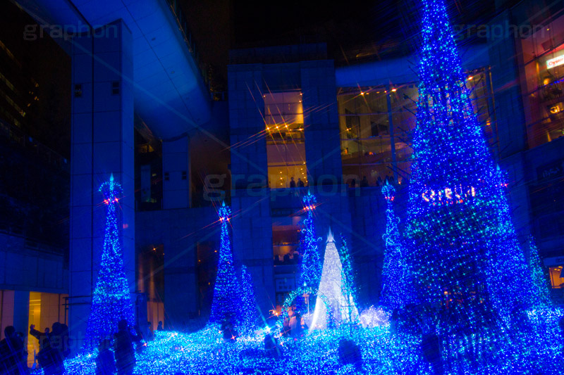 カレッタ汐留のイルミネーション,イルミネーション,イルミ,illumination,blue,show,電飾,電球,発光ダイオード,LED,tree,冬,キラキラ,綺麗,きれい,キレイ,煌,輝,デート,スポット,都内,クリスマス,飾り,イベント,ブルー,ショー,汐留,カレッタ汐留,新橋,港区, クロスフィルタ,行事