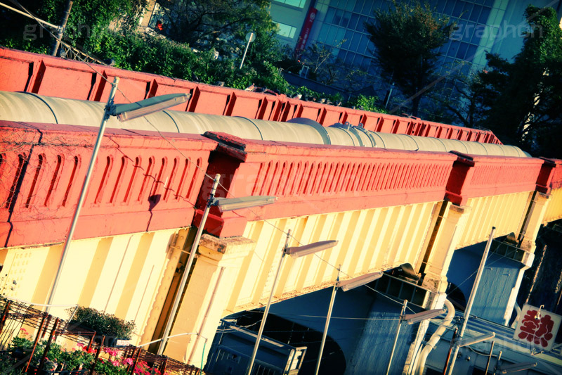 市ヶ谷橋(ヴィンテージ),トイカメラ撮影,トイカメラ,ヴィンテージ,ビンテージ,レトロ,お洒落,おしゃれ,オシャレ,味わい,トンネル効果,橋