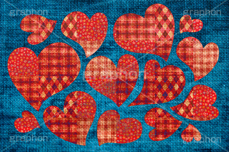 ハートのパッチワーク,ハート,パッチワーク,縫い,布,クロス,heart,cloth,patchwork,country,check,texture,denim,デニム,テクスチャ,テクスチャー,模様,花柄,小花柄,格子,チェック,柄,カントリー,手芸,あてこ,切り,継ぎ接ぎ,つぎはぎ