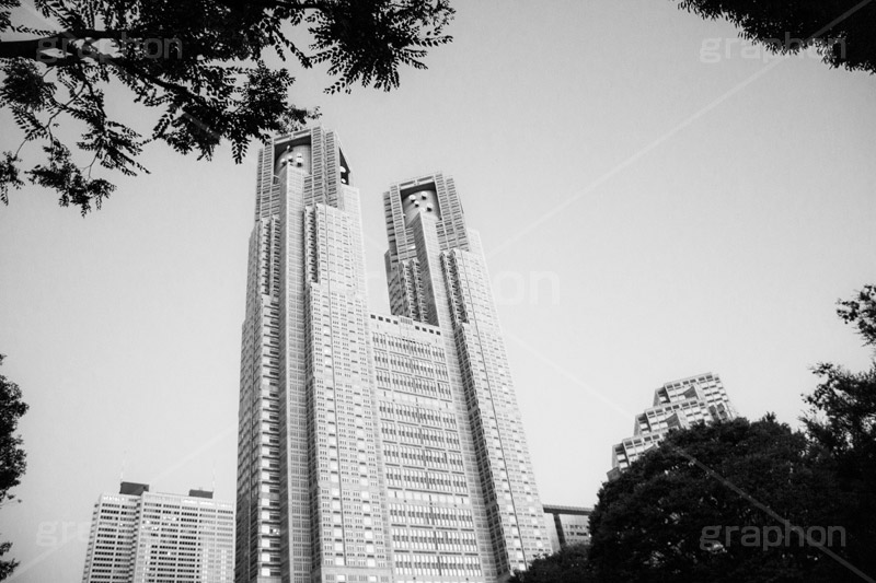 東京都庁(モノクロ),モノクロ,白黒,しろくろ,モノクローム,単色画,単彩画,単色,tokyo