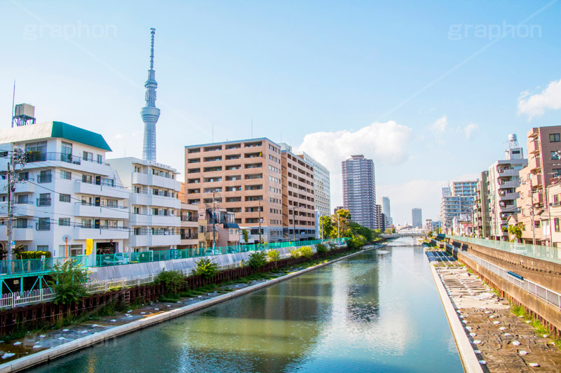 天神橋,亀戸,横十間川,橋,はし,川,河川,青い橋,蔵前橋通り,墨田区,江東区,tower,skytree,スカイツリー,塔,japan,タワー