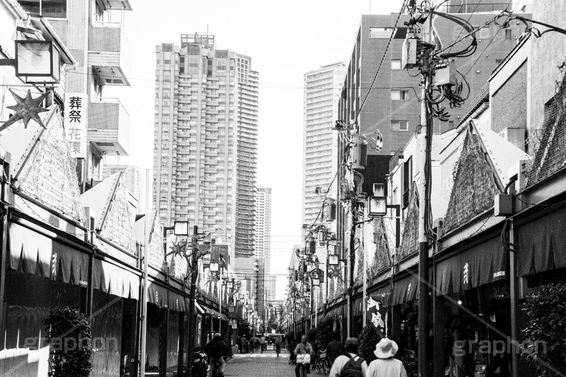 月島の風景,モノクロ,白黒,しろくろ,モノクローム,単色画,単彩画,単色
