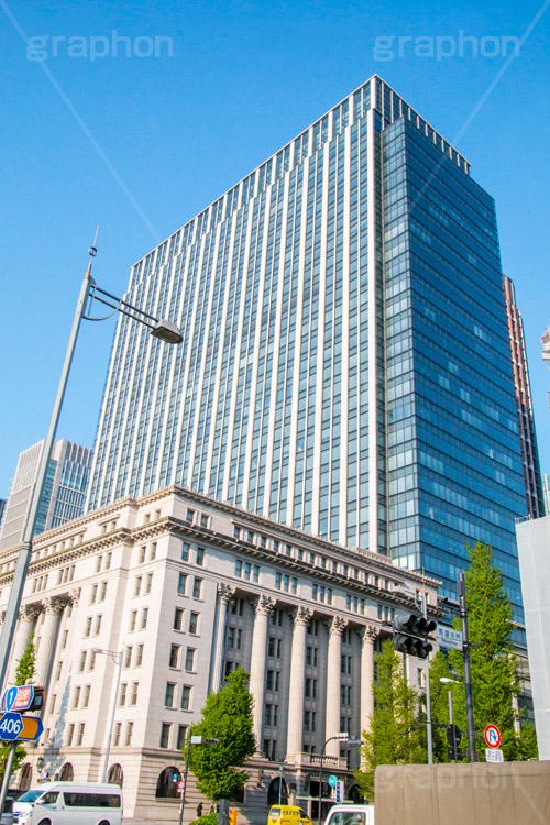 明治生命館,馬場先門の交差点,馬場先門,交差点,信号,並木,銀杏,いちょう,イチョウ,紅葉,重要文化財,千代田区,丸の内,ビル,building,日比谷通り