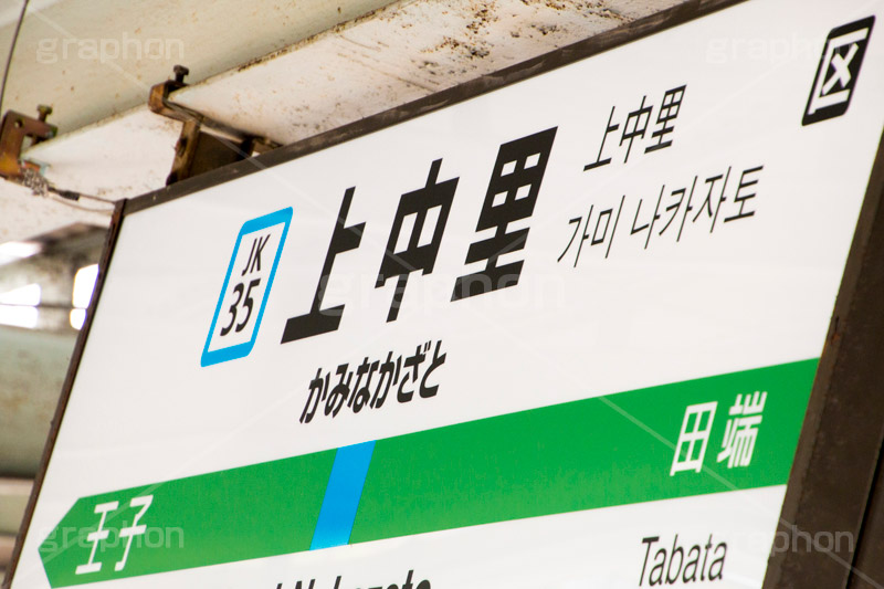 上中里駅,ホーム,電車,上中里,駅,電車/鉄道,交通,駅名,看板,標示,王子,田端,京浜東北線,ＪＲ