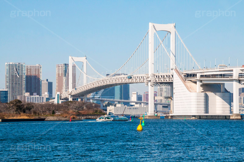 レインボーブリッジ,橋,ブリッジ,吊り橋,東京港連絡橋,お台場,台場,DAIBA,東京都港区台場,東京臨海副都心,御台場,東京湾,港区,水上バス,船,青空,olympic,オリンピック