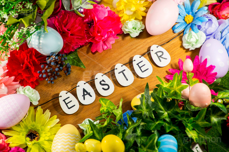 EASTER,イースター,エッグ,たまご,卵,玉子,復活祭,春,スプリング,ガーリー,ポップ,POP,パステル,easter,egg,spring,pastel,event,行事,風習,花,フラワー,文字,カラフル,flower,bunny,colorful