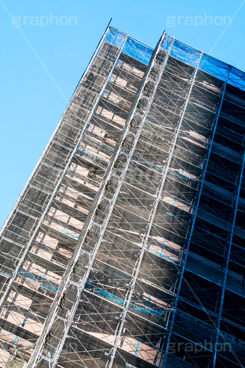 ビルの工事,ビル,工事,老朽,直す,足場,安全,building