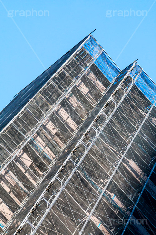 ビルの工事,ビル,工事,老朽,直す,足場,安全,building
