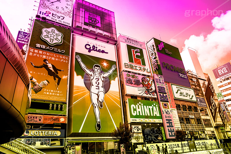 道頓堀,Gradation Jjapan,gradation,japan,日本,グラデーション,カラフル,お洒落,おしゃれ,オシャレ,味わい,雰囲気,フルサイズ撮影,大阪,osaka,デュオトーン,duotone