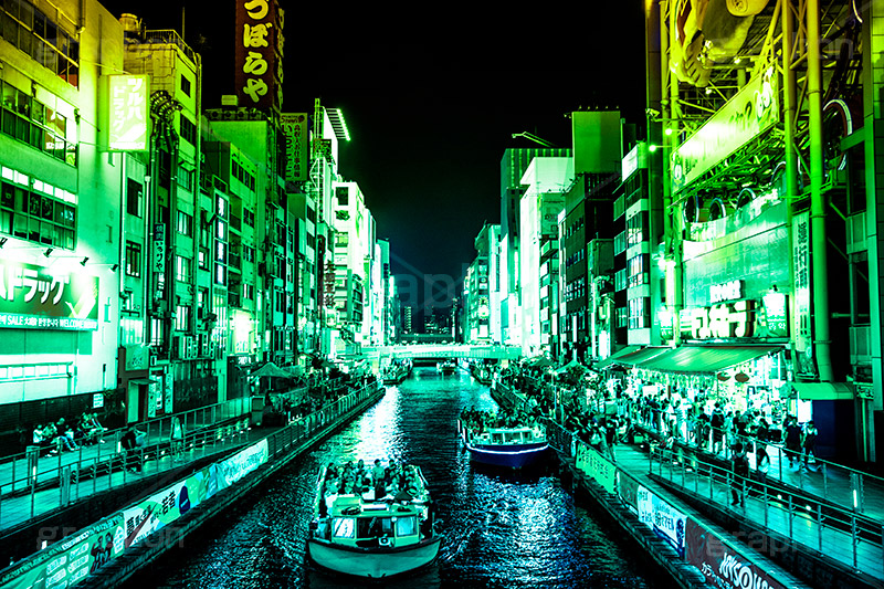 道頓堀,Gradation Jjapan,gradation,japan,日本,グラデーション,カラフル,お洒落,おしゃれ,オシャレ,味わい,雰囲気,フルサイズ撮影,大阪,osaka,デュオトーン,duotone