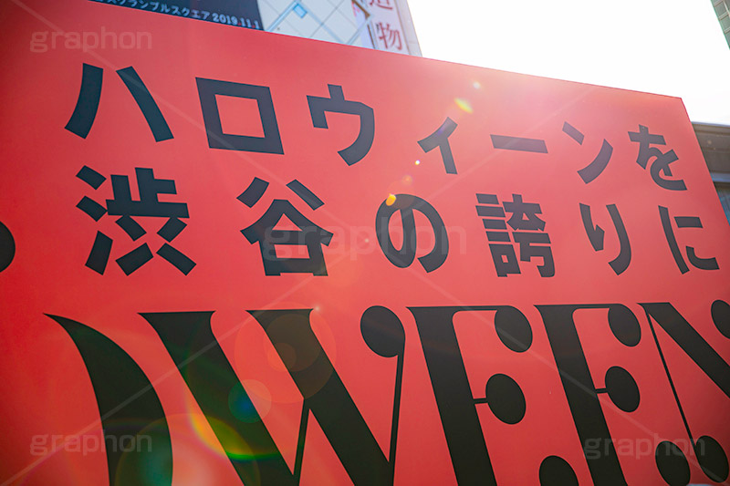 渋谷ハロウィン,ハロウィン,秋,渋谷,イベント,催し,仮装,はろうぃん,ハロウィーン,行事,マナー,ルール,事件,問題,犯罪,ニュース,混乱,規制,混雑,パリピ,取り組み,誇り,看板,逆光,フレア,shibuya,halloween,autumn,manner,rule,フルサイズ撮影
