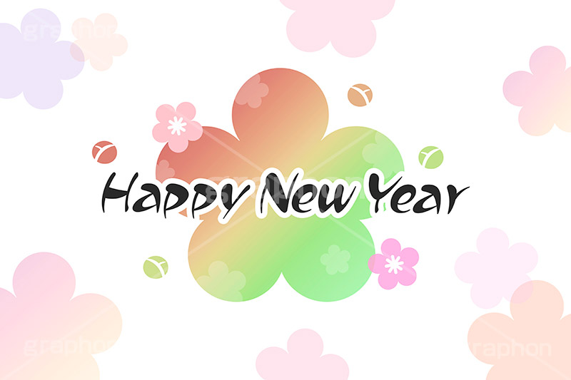 梅グラデーション,年賀,年賀状,お正月,正月,年明け,梅,和柄,和,和風,新年,ニューイヤー,ハッピーニューイヤー,カウントダウン,イベント,行事,風習,花柄,花びら,かわいい,可愛い,ポップ,event,anniversary,japan,HAPPY NEW YEAR
