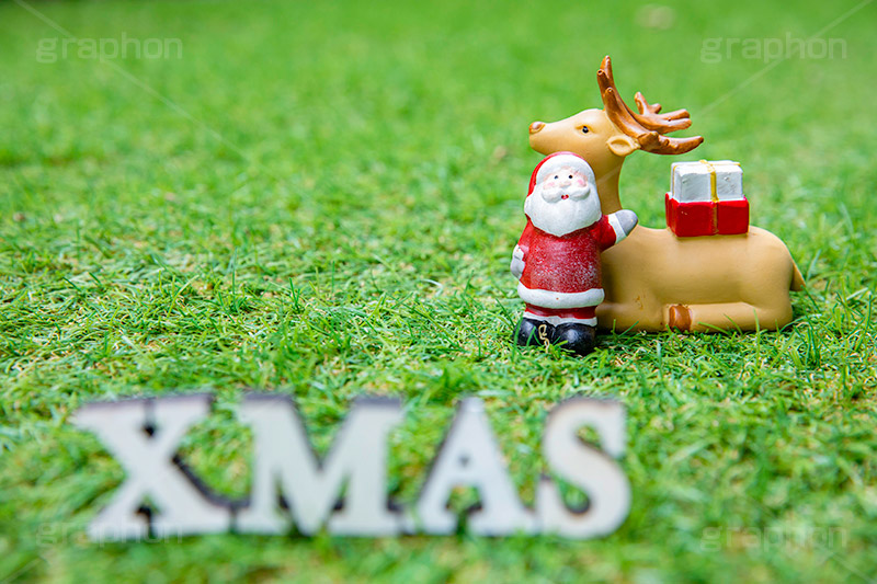 XMAS,サンタの森,サンタ,サンタクロース,トナカイ,プレゼント,クリスマスオーナメント,クリスマス,冬,おもちゃ,玩具,芝,芝生,present,CHRISTMAS,toy,ornament,present,フルサイズ撮影
