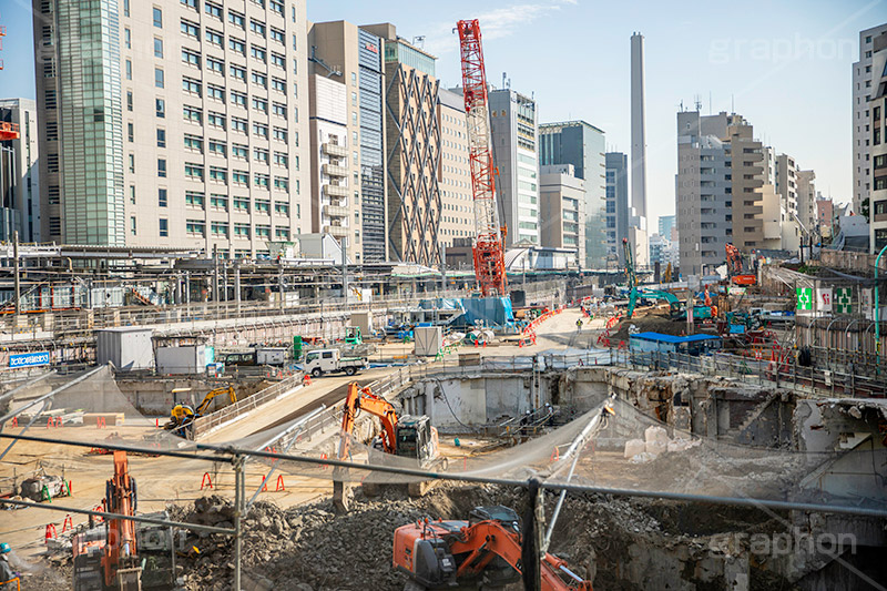 桜丘口地区の再開発,再開発,渋谷,しぶや,駅前,桜丘口地区,渋谷大工事,建設,開発,工事,都市開発,重機,クレーン,ショベルカー,壊す,shibuya,japan,2020,2023,フルサイズ撮影
