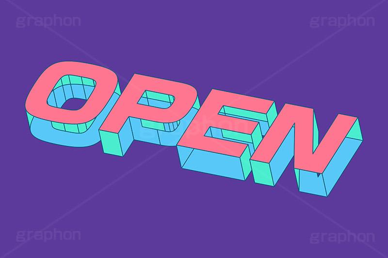 OPEN,オープン,開店,開く,お店,テキスト,文字,3D,3D文字,立体,見出し,文言,ポップ,広告,宣伝,ポスター,チラシ,強調,アピール,プロモーション,メッセージ,販促,店舗,斜め,アイソメトリック,デザイン,イラスト,illustration,isometric,text,pop,appeal,poster,promotion,message,shop
