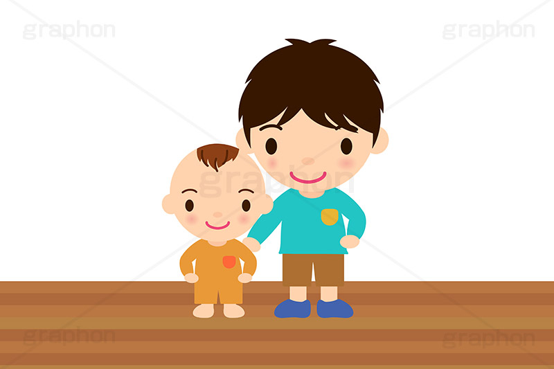 兄弟,家族,ファミリー,男の子,キッズ,こども,子供,育児,人物,キャラクター,仲良し,イラスト,illustration,character,kids,family,boy