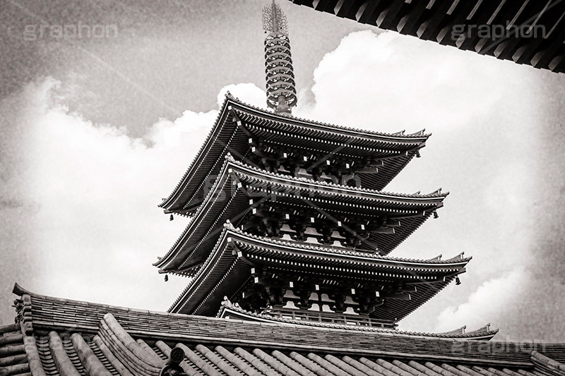 浅草寺,モノクロ,白黒,しろくろ,モノクローム,単色画,単彩画,単色,レトロ,お洒落,おしゃれ,オシャレ,味わい