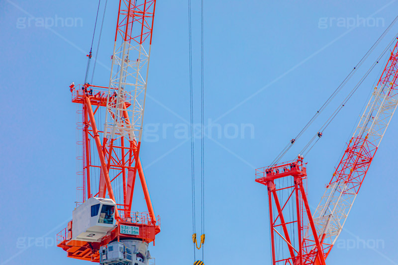 クレーン,高層ビル,重機,建設,解体,開発,工事,都市開発,再開発,crane,building,フルサイズ撮影