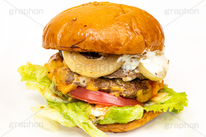 ハンバーガー,バーガー,サンド,パテ,ジューシー,ジャンク,ジャンキー,ジャンクフード,チェーン店,ファーストフード,ファストフード,洋食,ビーフ,牛肉,ベーコン,オニオン,トマト,レタス,チーズ,ソース,cheese,beef,hamburger,tomato,onion,フルサイズ撮影