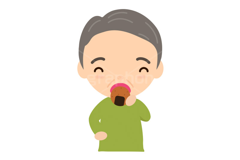 煎餅を食べるおじいさん,せんべい,煎餅,おやつ,菓子,お菓子,老人,お年寄り,おじいさん,おじいちゃん,食べる,食べる人,人物,キャラクター,イラスト,挿絵,挿し絵,illustration