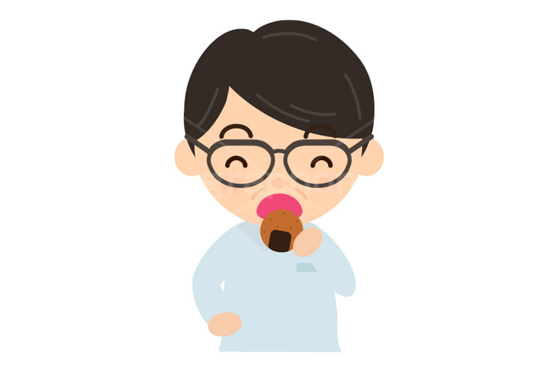煎餅を食べるおじさん,せんべい,煎餅,おやつ,菓子,お菓子,中年,お父さん,おじさん,食べる,食べる人,人物,キャラクター,イラスト,挿絵,挿し絵,illustration