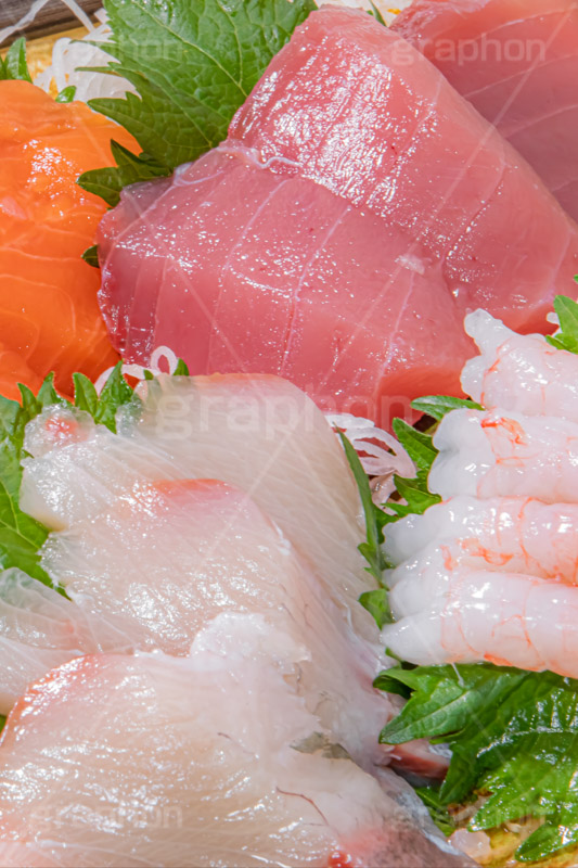 刺身盛り合わせ,刺身,さしみ,刺し身,魚介,生もの,赤身,白身,マグロ,トロ,鯛,サーモン,甘えび,甘エビ,甘海老,大葉,日本料理,日本食,和食,つまみ,居酒屋,おつまみ,japan,salmon,フルサイズ撮影