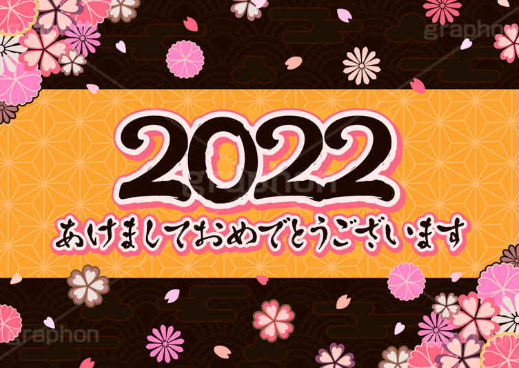2022,年号,西暦,あけましておめでとうございます,あけおめ,ニューイヤー,新年,アニバーサリー,年賀,年賀状,お正月,正月,年明け,和柄,和,和風,文字,台詞,キーワード,ワード,タイトル,メッセージ,イベント,行事,風習,雲,花柄,花びら,派手,豪華,event,word,keyword,title,message,anniversary,japan