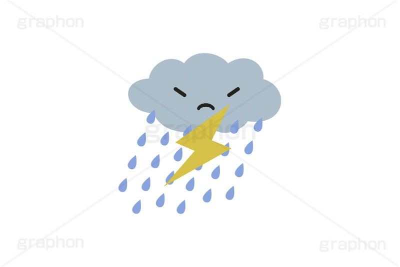 雷雨くん,雷雨,雷,稲妻,ゲリラ豪雨,雨雲,雲,曇り,怒る,天気,お天気,天候,空,天気予報,マーク,キャラクター,イラスト,ポップ,可愛い,かわいい,カワイイ,挿絵,挿し絵,日常キャラクターズ,character,illustration,mark,weather