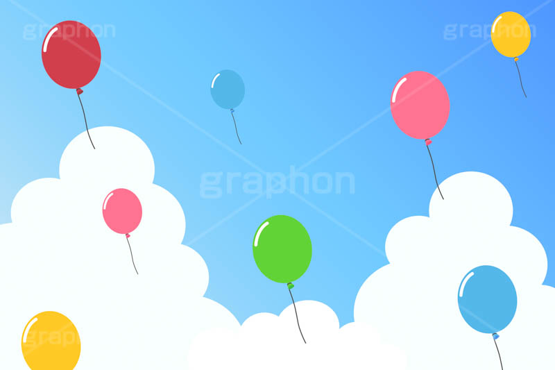 夏の空,夏,サマー,フェスティバル,バルーン,イベント,風船,入道雲,空,青空,雲,イラスト,背景,ポップ,sky,illustration,balloon