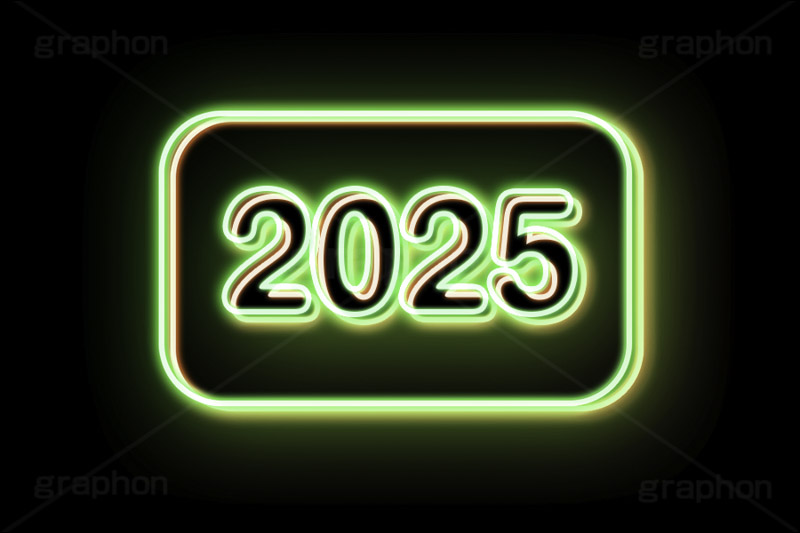 2025ネオン,ネオン,ネオン管,光,ライト,電飾,照明,発光,年号,西暦,年,文字,テキスト,neon,text,2025