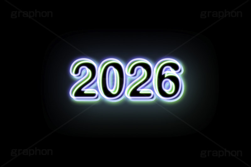 2026ネオン,ネオン,ネオン管,光,ライト,電飾,照明,発光,年号,西暦,年,文字,テキスト,neon,text,2026