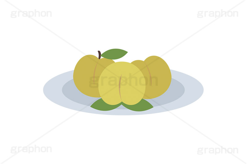 黄桃,もも,桃,モモ,ピーチ,フルーツ,果実,果物,デザート,皿,挿絵,挿し絵,fruit,autumn,peach