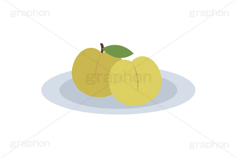 黄桃,もも,桃,モモ,ピーチ,フルーツ,果実,果物,デザート,皿,挿絵,挿し絵,fruit,autumn,peach