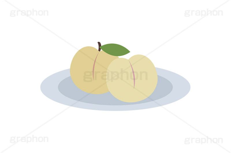 白桃,もも,桃,モモ,ピーチ,フルーツ,果実,果物,デザート,皿,挿絵,挿し絵,fruit,autumn,peach