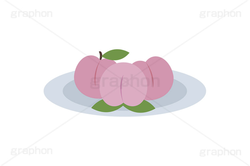 桃,もも,モモ,ピーチ,フルーツ,果実,果物,デザート,皿,挿絵,挿し絵,fruit,autumn,peach