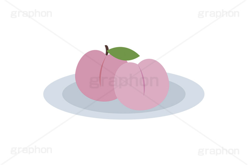 桃,もも,モモ,ピーチ,フルーツ,果実,果物,デザート,皿,挿絵,挿し絵,fruit,autumn,peach