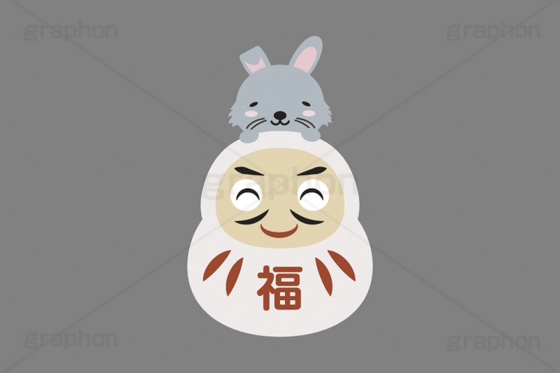 だるま＆ウサギ,ダルマ,だるま,達磨,縁起,うさぎキャラクター,干支,卯年,お正月,正月,年賀状,うさぎ,ウサギ,卯,兎,兔,ラビット,イベント,冬,行事,イラスト,キャラクター,動物,小動物,ポップ,可愛い,かわいい,カワイイ,挿絵,挿し絵,newyear,illustration,POP,winter,rabbit,character,japan,卯年年賀状