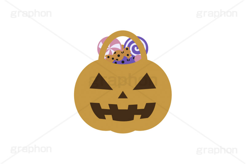 トリックオアトリート,ハロウィン,トリート,ジャックオランタン,ジャックオーランタン,バケツ,お菓子,菓子,おやつ,挿絵,挿し絵,illustration,halloween