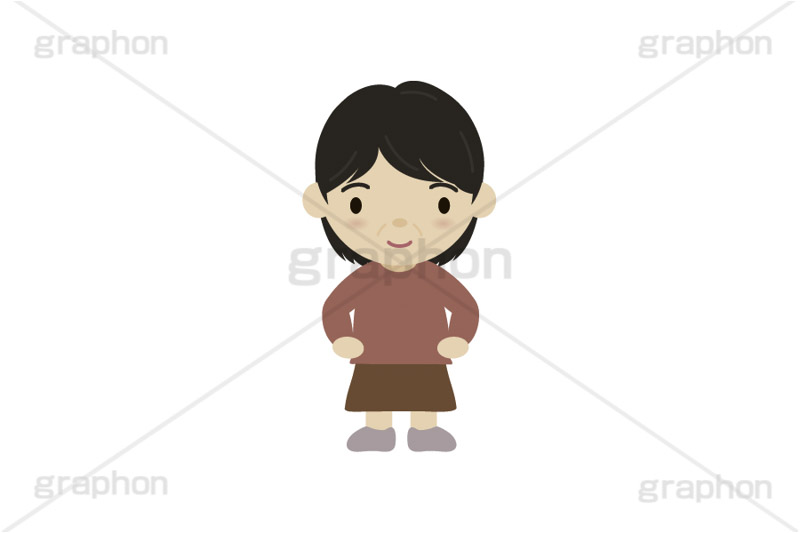 人物キャラクター,おばさん,お母さん,中年,イラスト,キャラクター,人物,ポップ,可愛い,かわいい,カワイイ,挿絵,挿し絵,illustration,POP