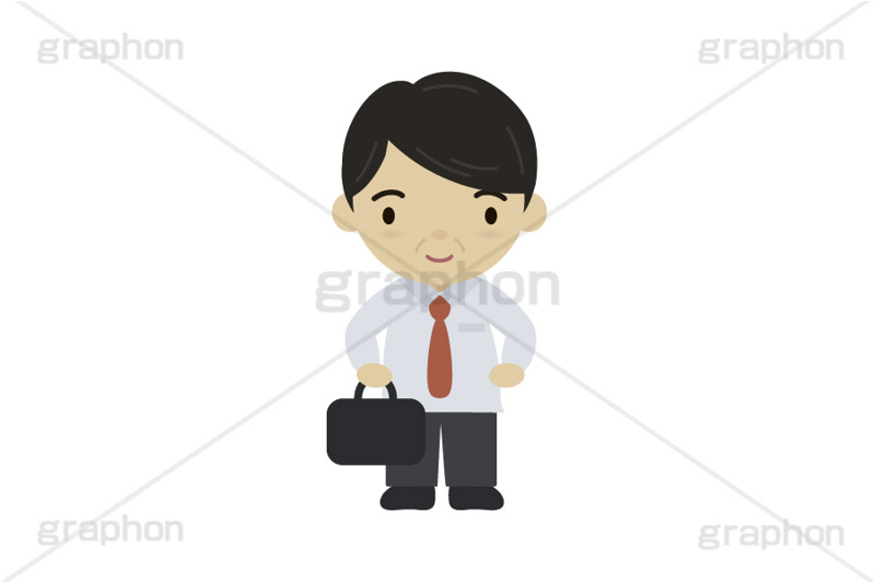人物キャラクター,サラリーマン,男性,中年,お父さん,バッグ,出社,通勤,イラスト,キャラクター,人物,ポップ,可愛い,かわいい,カワイイ,挿絵,挿し絵,illustration,POP