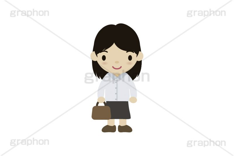 人物キャラクター,OL,女性,バッグ,出社,通勤,イラスト,キャラクター,人物,ポップ,可愛い,かわいい,カワイイ,挿絵,挿し絵,illustration,POP