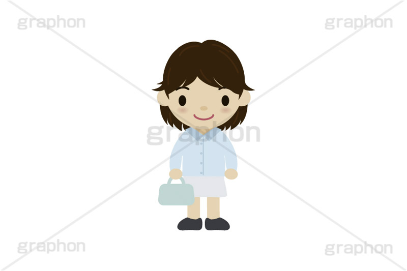 人物キャラクター,OL,女性,バッグ,出社,通勤,イラスト,キャラクター,人物,ポップ,可愛い,かわいい,カワイイ,挿絵,挿し絵,illustration,POP
