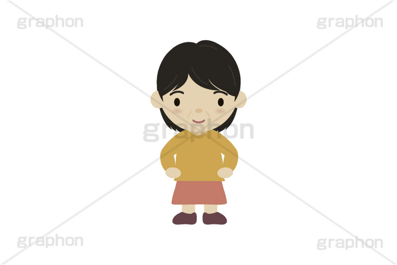 人物キャラクター,おばさん,お母さん,中年,イラスト,キャラクター,人物,ポップ,可愛い,かわいい,カワイイ,挿絵,挿し絵,illustration,POP