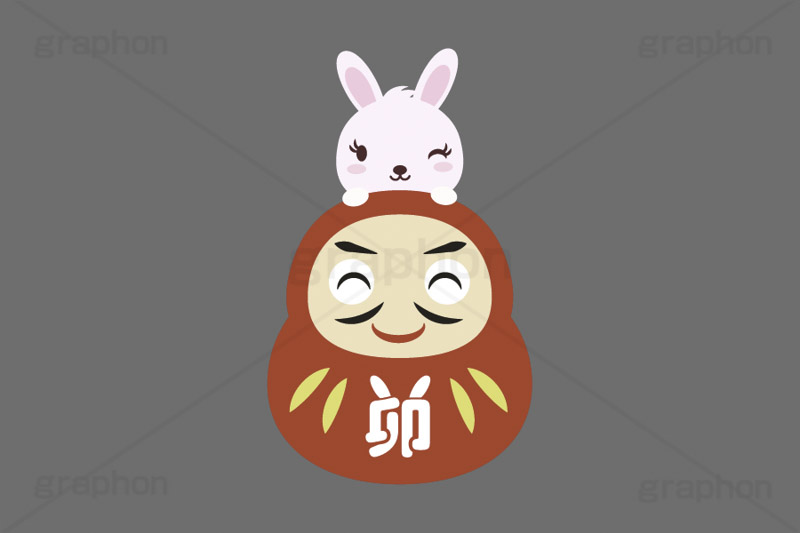 だるま＆ウサギ,ダルマ,だるま,達磨,縁起,うさぎキャラクター,干支,卯年,お正月,正月,年賀状,うさぎ,ウサギ,卯,兎,兔,ラビット,イベント,冬,行事,イラスト,キャラクター,動物,小動物,ポップ,可愛い,かわいい,カワイイ,挿絵,挿し絵,newyear,illustration,POP,winter,rabbit,character,japan,卯年年賀状