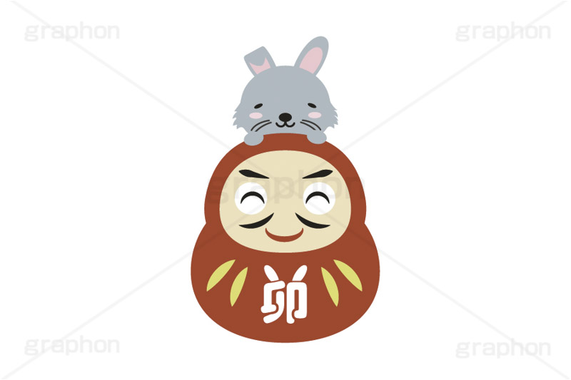 だるま＆ウサギ,ダルマ,だるま,達磨,縁起,うさぎキャラクター,干支,卯年,お正月,正月,年賀状,うさぎ,ウサギ,卯,兎,兔,ラビット,イベント,冬,行事,イラスト,キャラクター,動物,小動物,ポップ,可愛い,かわいい,カワイイ,挿絵,挿し絵,newyear,illustration,POP,winter,rabbit,character,japan,卯年年賀状