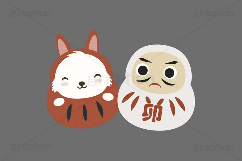 だるま＆ウサギ,ダルマ,だるま,達磨,縁起,うさぎキャラクター,干支,卯年,お正月,正月,年賀状,うさぎ,ウサギ,卯,兎,兔,ラビット,イベント,冬,行事,イラスト,キャラクター,動物,小動物,ポップ,可愛い,かわいい,カワイイ,挿絵,挿し絵,newyear,illustration,POP,winter,rabbit,character,japan,卯年年賀状