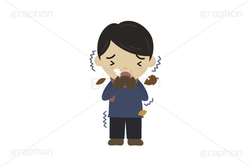 木枯らし,寒い,冬,冬服,防寒,凍える,震え,風邪,手袋,マフラー,男性,中年,おじさん,お父さん,人物,キャラクター,イラスト,かわいい,カワイイ,可愛い,挿絵,挿し絵,character,japan,snow,winter,illustration