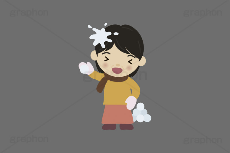雪合戦,雪,冬,雪玉,寒い,遊び,冬服,防寒,手袋,マフラー,行事,中年,女性,おばさん,お母さん,人物,キャラクター,イラスト,かわいい,カワイイ,可愛い,挿絵,挿し絵,character,japan,snow,winter,illustration