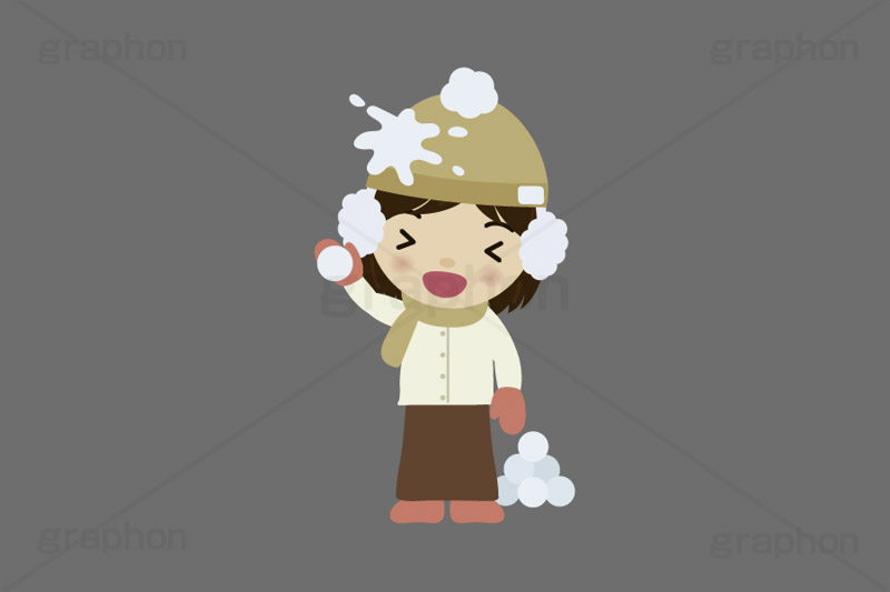 雪合戦,雪,冬,雪玉,寒い,遊び,冬服,防寒,手袋,耳当て,耳あて,マフラー,行事,女性,人物,キャラクター,イラスト,かわいい,カワイイ,可愛い,挿絵,挿し絵,character,japan,snow,winter,illustration